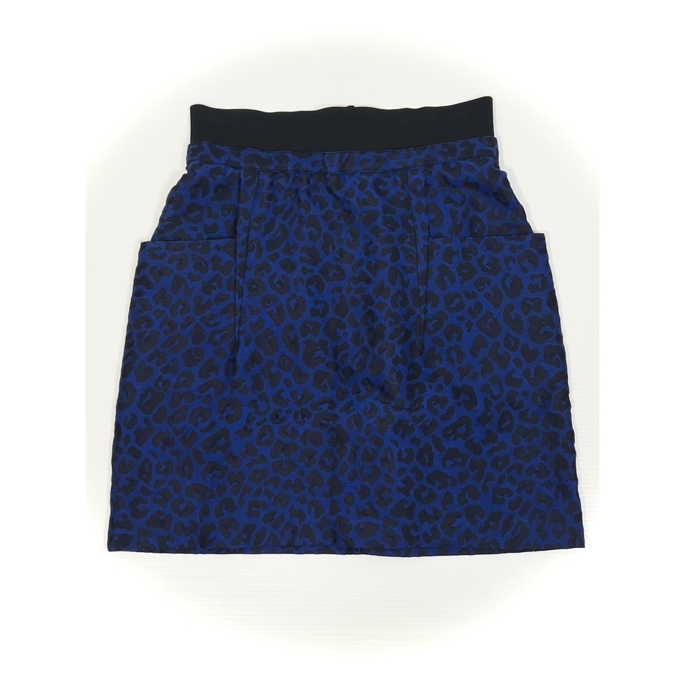 3.1 Phillip Lim Animal Print Mini Skirt Sz 6 Leopard Blue Black pocket 80s Vibe